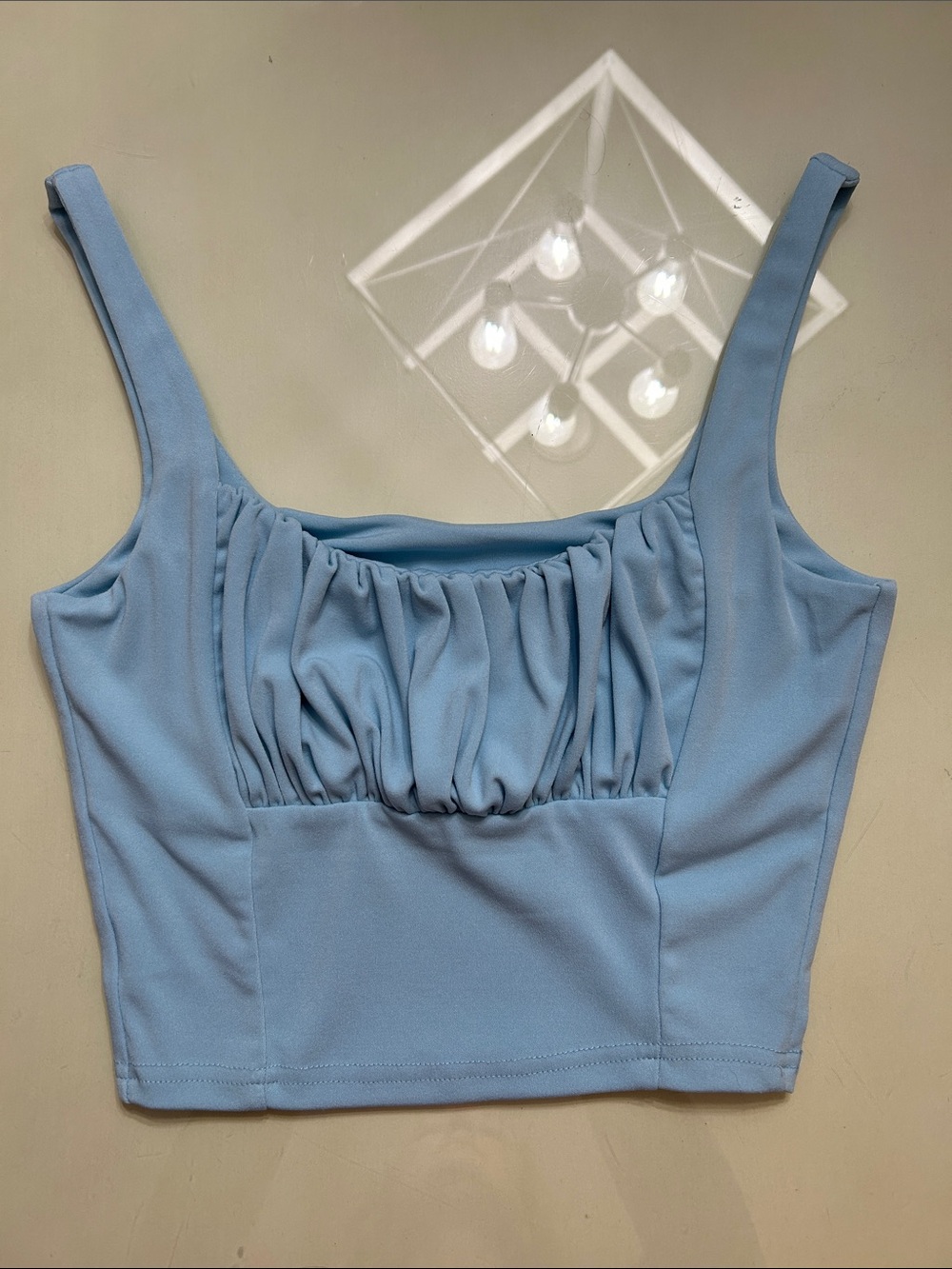 Women’s Light Blue Ruched Crop Tank Top